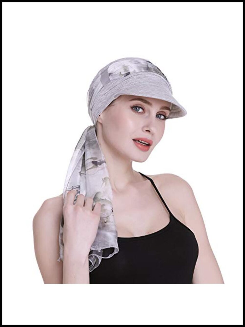 Womens Chemo Headwear Newsboy Cap with Scarf Viscose Spandex Hair Loss Hat